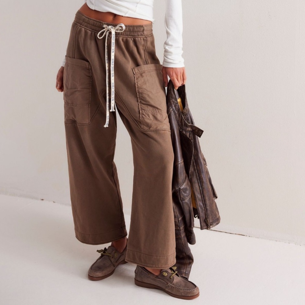 Free People We the Free Jet Set Knit Pants Brown Bear Small